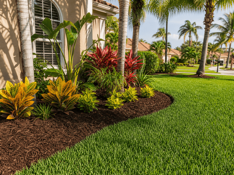 Fresh mulch and trimmed beds in Citrus Park